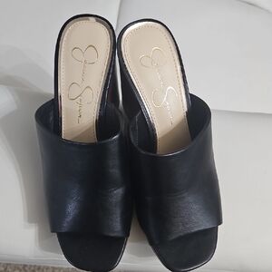 Jessica Simpson Black Open-Toe Slide Mules